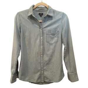 J. Crew Factory Light Blue Denim Shirt Chambray Denim Staple Neutral Sz XS